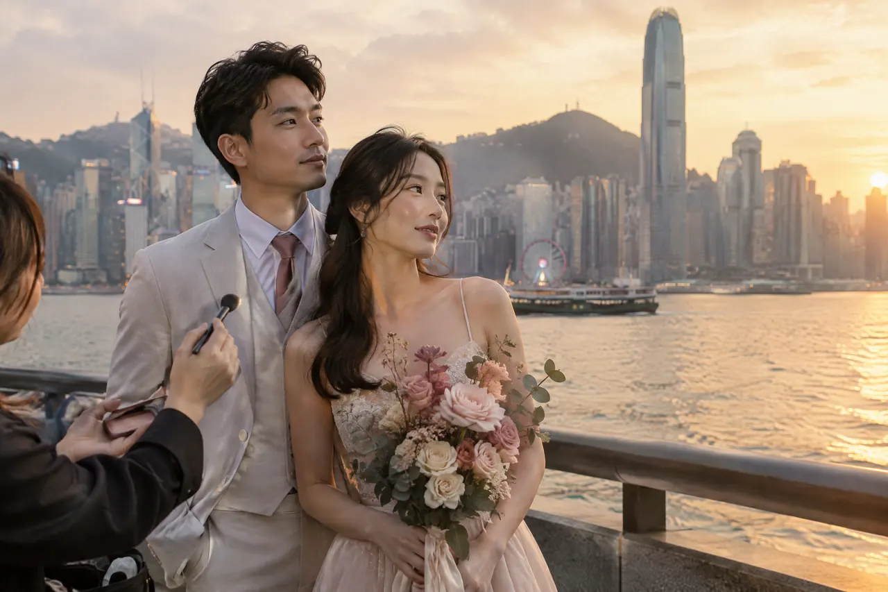 香港婚紗攝影化妝：婚紗攝影外景的自然妝感，原創視覺示意