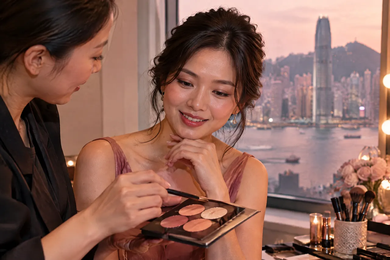香港宴會與活動妝髮：活動化妝時選擇唇色及配飾，原創視覺示意