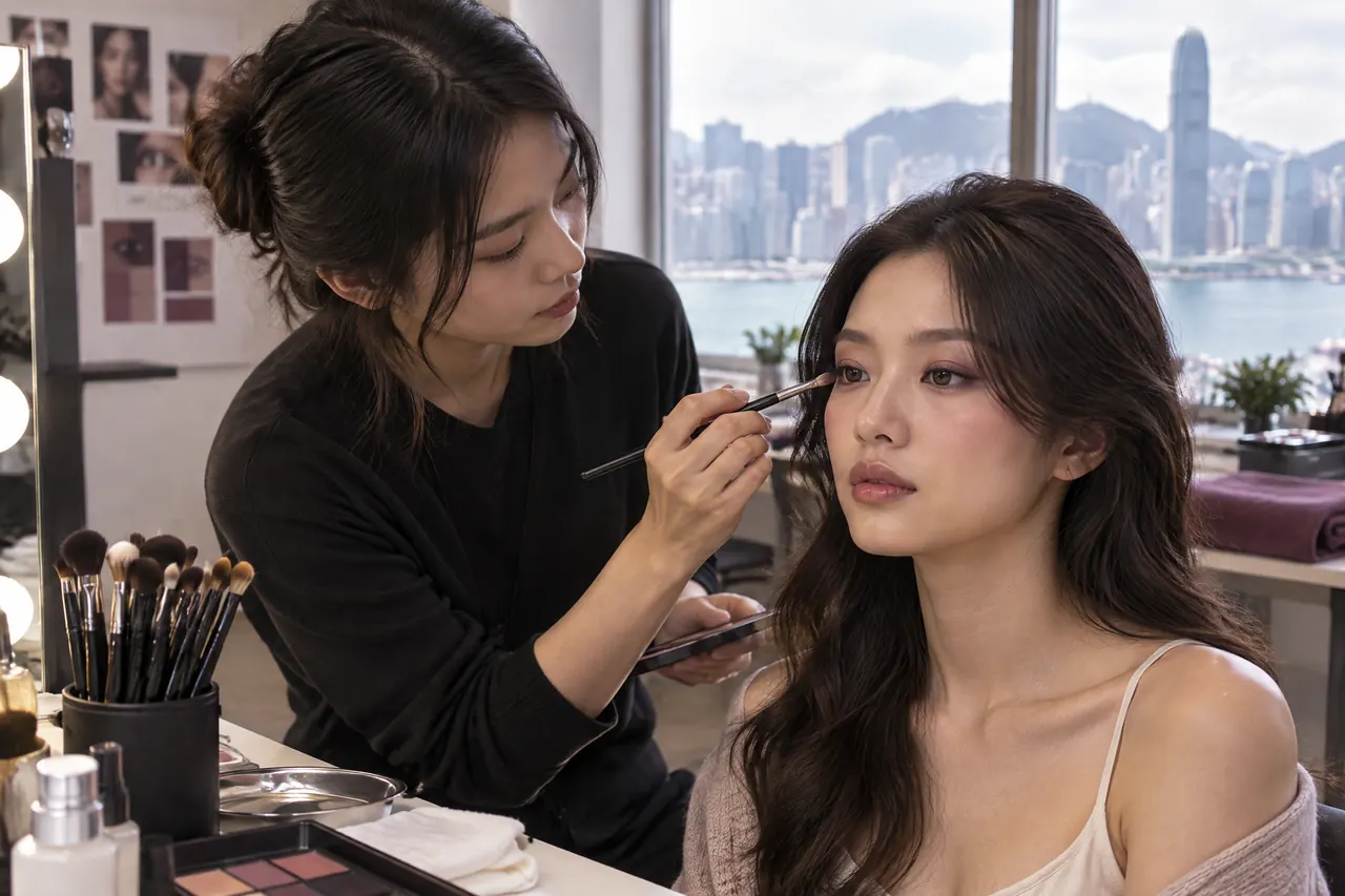 香港專業化妝學習:練習鏡頭妝容的化妝操作,原創視覺示意