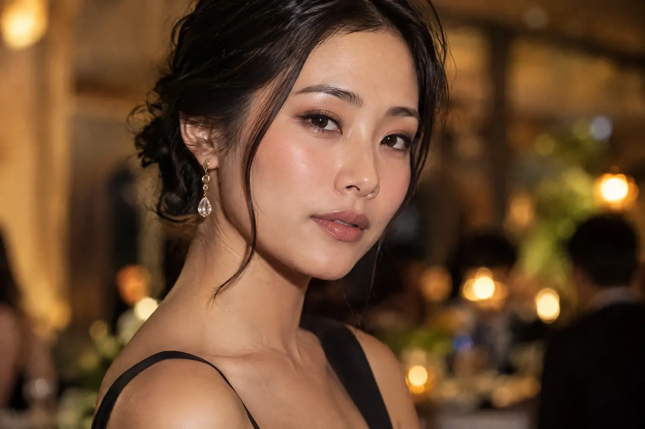 香港妝容風格靈感：晚宴燈光下的自然妝感，原創視覺示意